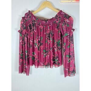 Altar’d State Women’s Medium Blouse Cropped Ruffle Floral Festival Cottage Y2K